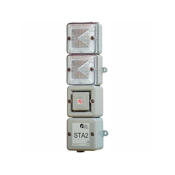 STA2DC024MS11250 E2S  LED Alarm Tower STA2DCG 24vDC [grey] with SONF1 + RED & BLUE LED Elements